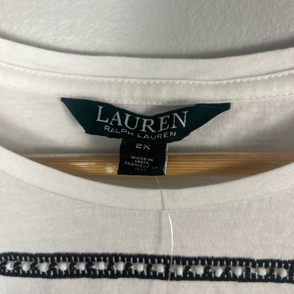 New LRL Lauren Ralph Lauren Women Top 2x Black Embroidered Beaded Tasseled flaw - Picture 2 of 7